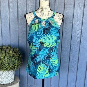 Temp Me Tropical Leaf Print Tank Top Size XXL